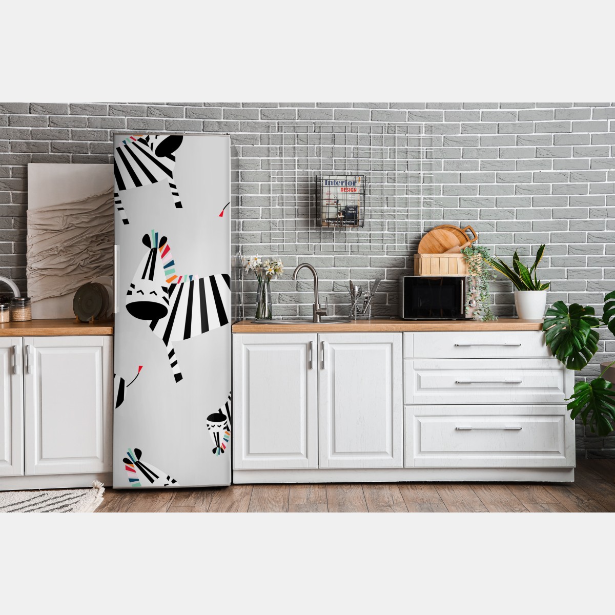 Naklejka na lodówkę zabawny wzór z zebrami – Wallissimo® Naklejka na lodówkę zabawny wzór z zebrami – Wallissimo®