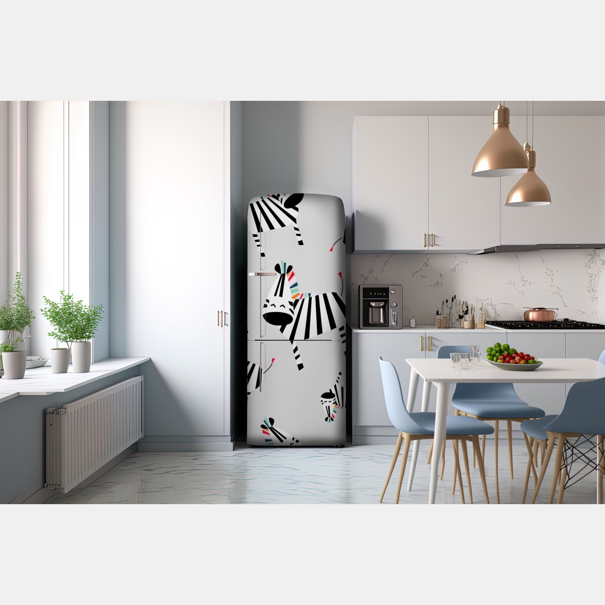 Naklejka na lodówkę zabawny wzór z zebrami – Wallissimo® Naklejka na lodówkę zabawny wzór z zebrami – Wallissimo®