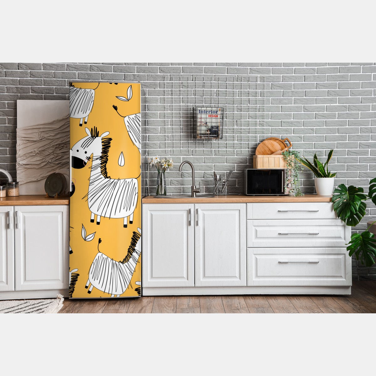 Naklejka na lodówkę zabawny wzór z zebrą do pokoju dziecięcego – Wallissimo® Naklejka na lodówkę zabawny wzór z zebrą do pokoju dziecięcego – Wallissimo®