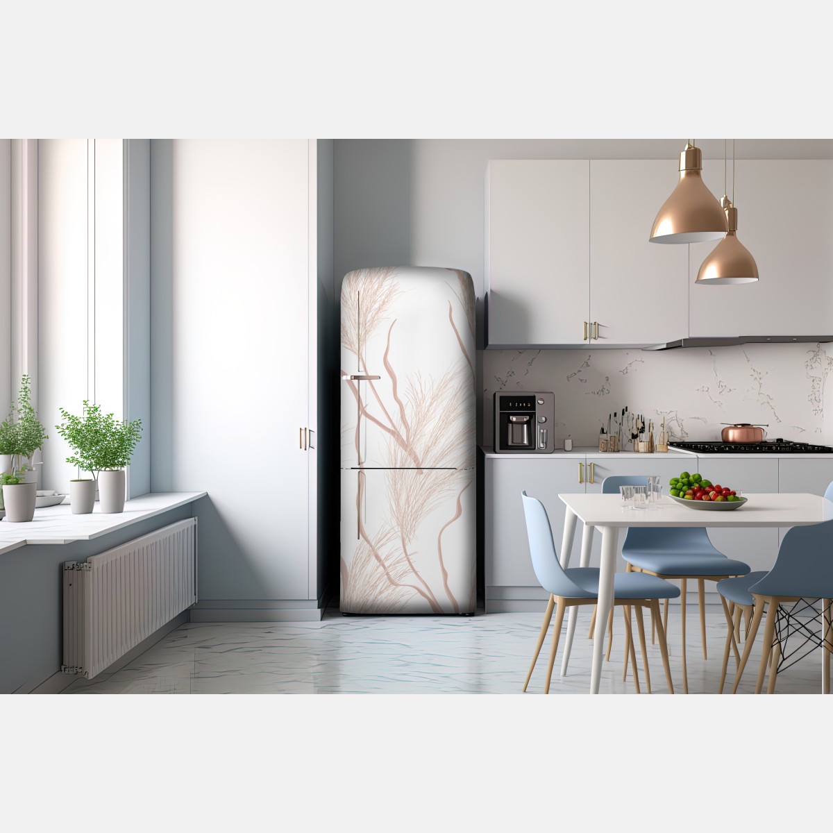 Naklejka na lodówkę delikatny motyw trawy pampasowej – Wallissimo® Naklejka na lodówkę delikatny motyw trawy pampasowej – Wallissimo®