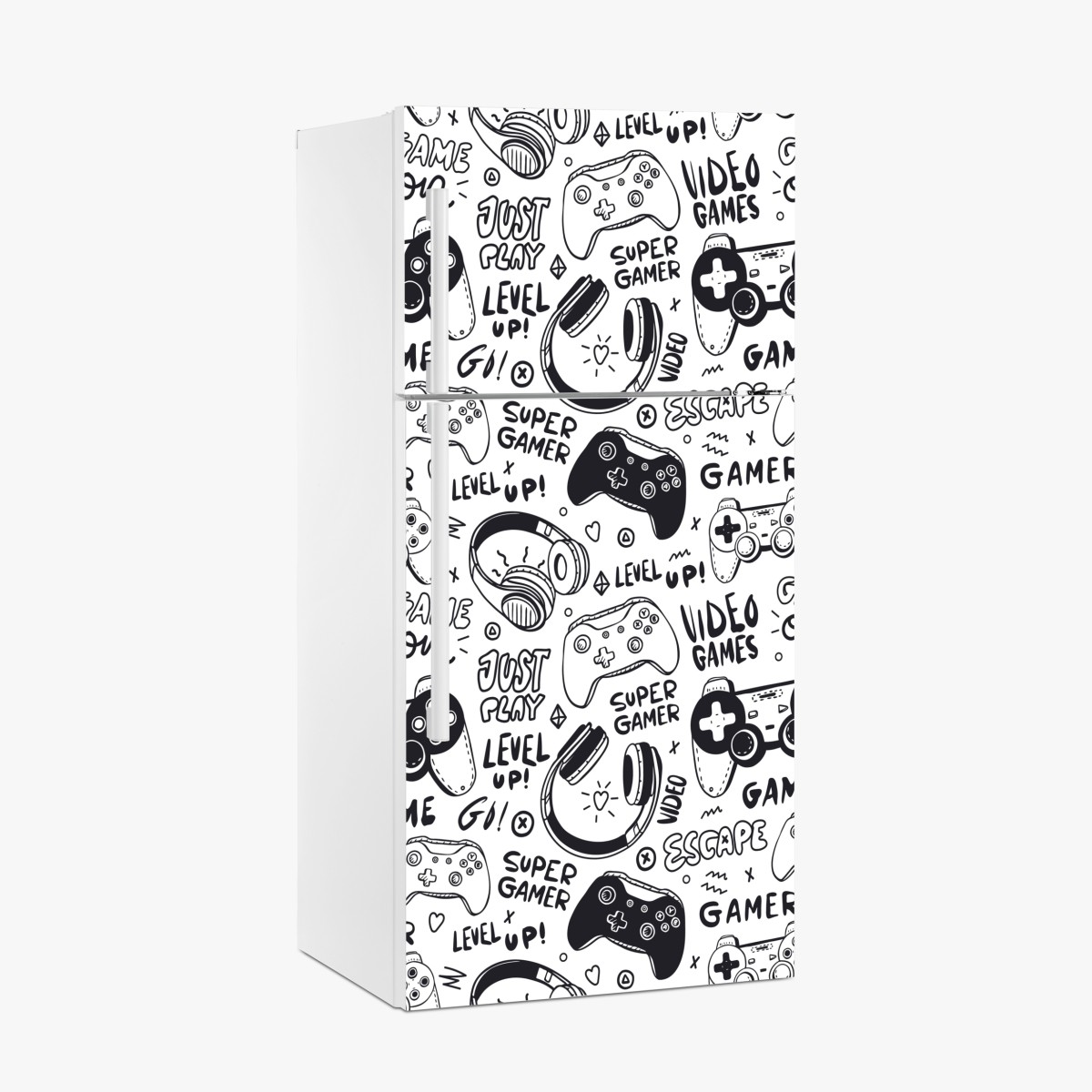 Fridge sticker gaming doodle pattern with controllers