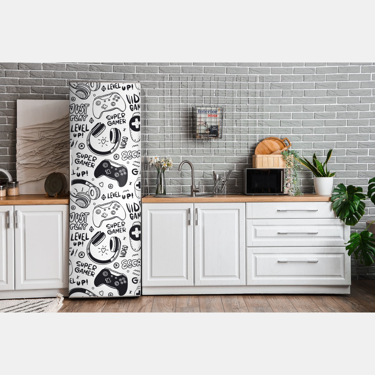 Naklejka na lodówkę wzór gier wideo z kontrolerami – Wallissimo® Naklejka na lodówkę wzór gier wideo z kontrolerami – Wallissimo®