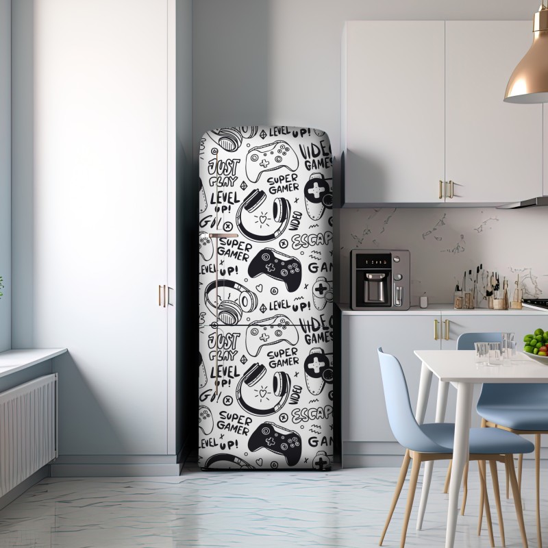 Naklejka na lodówkę wzór gier wideo z kontrolerami – Wallissimo® Naklejka na lodówkę wzór gier wideo z kontrolerami – Wallissimo®