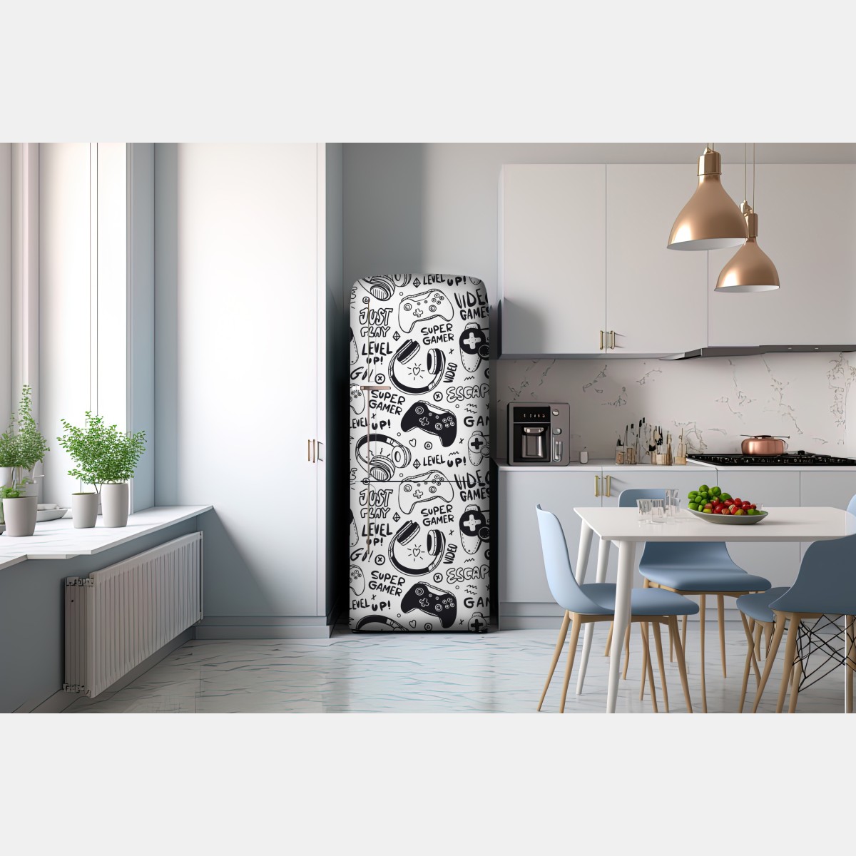 Naklejka na lodówkę wzór gier wideo z kontrolerami – Wallissimo® Naklejka na lodówkę wzór gier wideo z kontrolerami – Wallissimo®