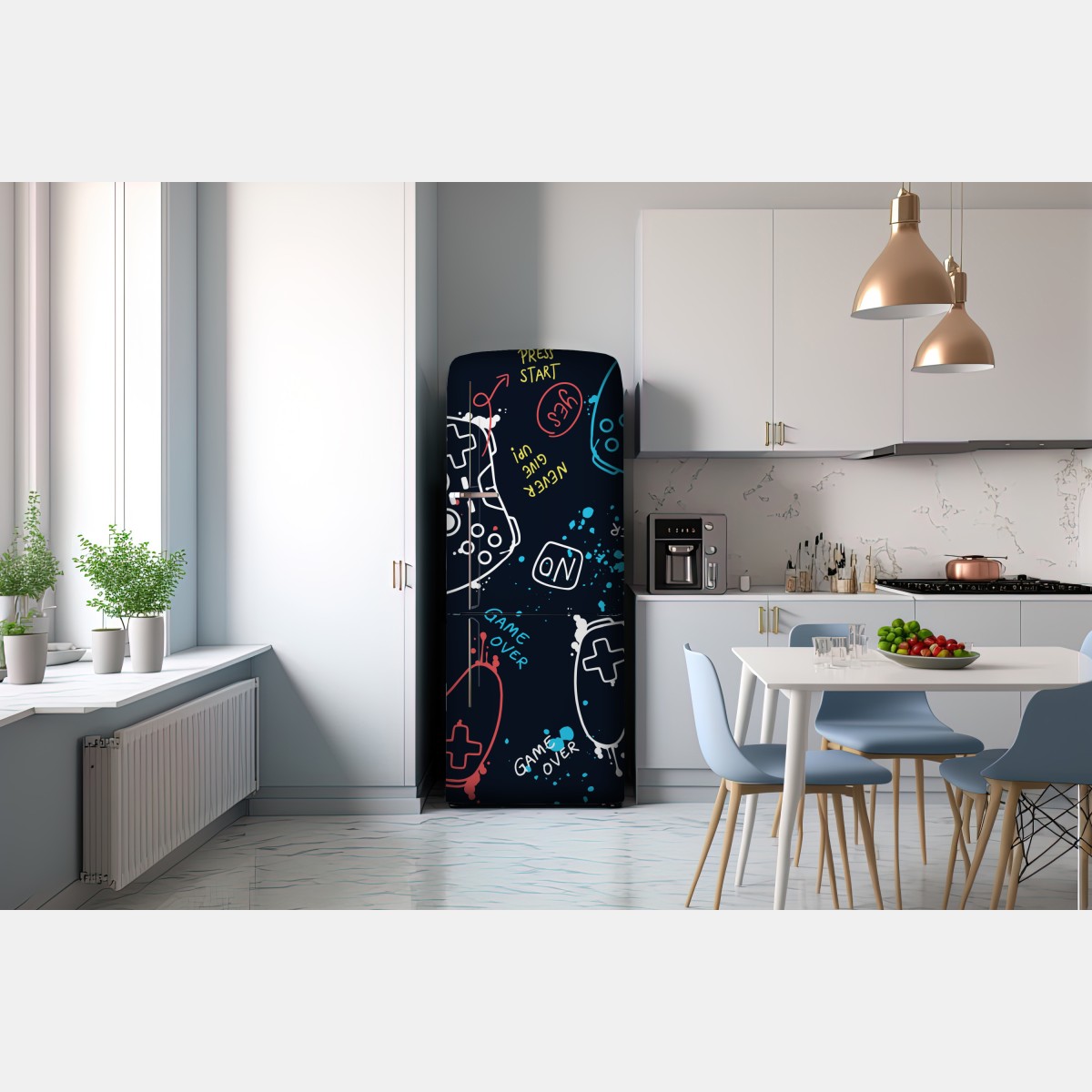 Naklejka na lodówkę kolorowy wzór kontrolerów do gier – Wallissimo® Naklejka na lodówkę kolorowy wzór kontrolerów do gier – Wallissimo®