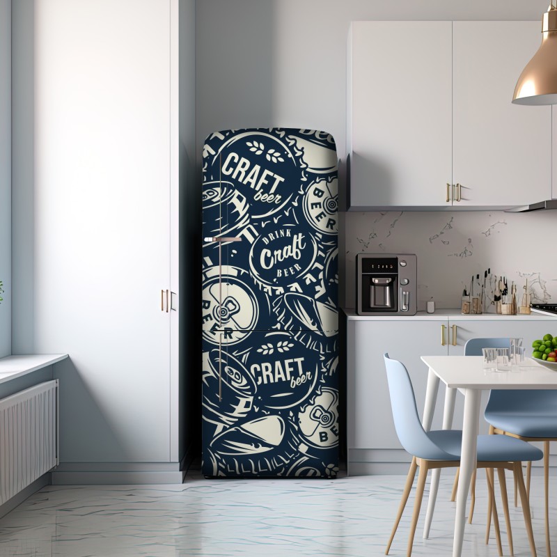 Naklejka na lodówkę wzór kapsli piwa rzemieślniczego – Wallissimo® Naklejka na lodówkę wzór kapsli piwa rzemieślniczego – Wallissimo®