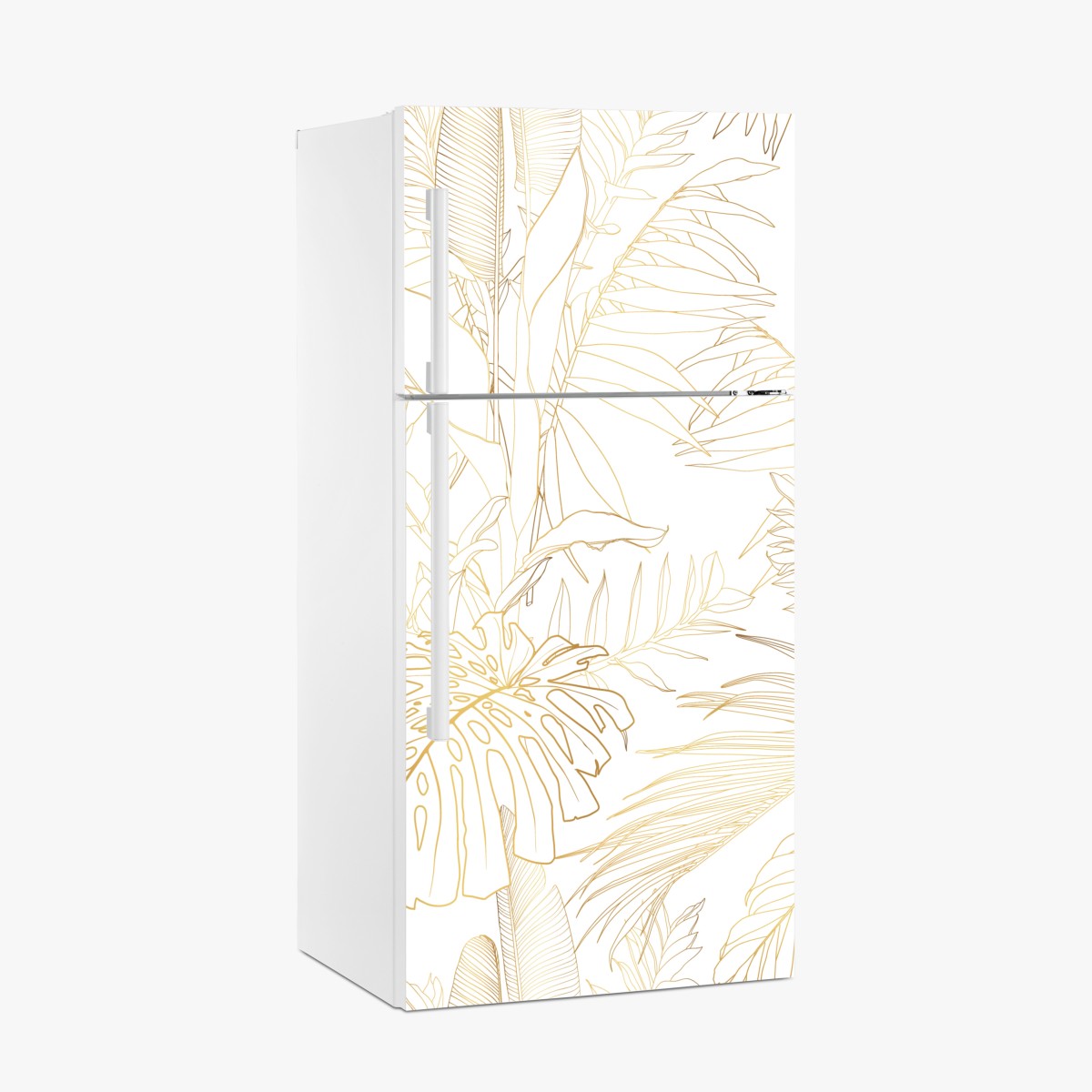 Fridge sticker gold tropical leaves line art