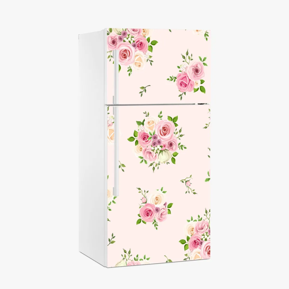 Naklejka na lodówkę delikatny różany wzór w pastelowych odcieniach – Wallissimo® Naklejka na lodówkę delikatny różany wzór w pastelowych odcieniach – Wallissimo®