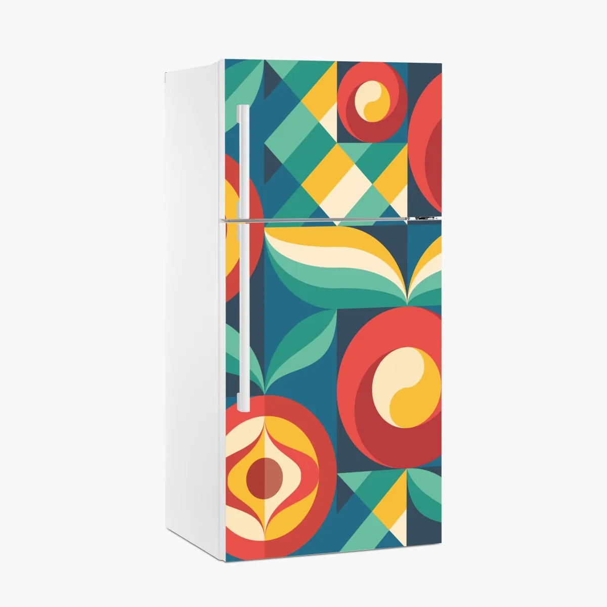 Naklejka na lodówkę żywy geometryczny motyw kwiatowy – Wallissimo® Naklejka na lodówkę żywy geometryczny motyw kwiatowy – Wallissimo®