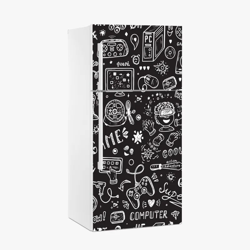 Naklejka na lodówkę czarny marmur marquina do nowoczesnych wnętrz – Wallissimo®