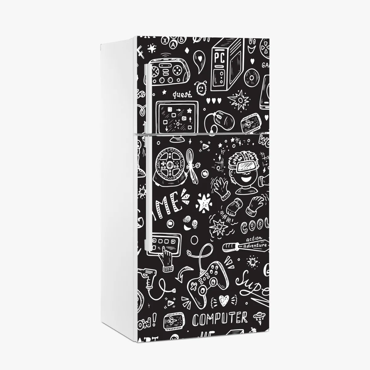 Naklejka na lodówkę ręcznie rysowany wzór gier – Wallissimo® Naklejka na lodówkę ręcznie rysowany wzór gier – Wallissimo®