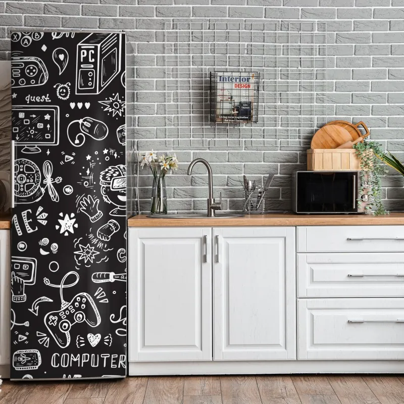 Naklejka na lodówkę czarny marmur marquina do nowoczesnych wnętrz – Wallissimo®