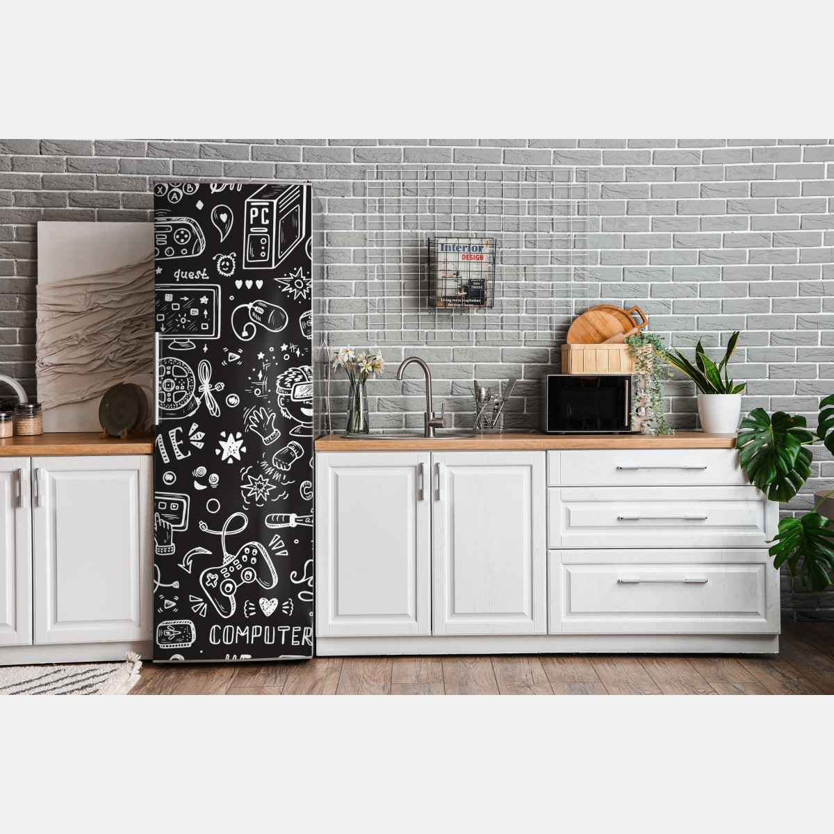 Naklejka na lodówkę ręcznie rysowany wzór gier – Wallissimo® Naklejka na lodówkę ręcznie rysowany wzór gier – Wallissimo®