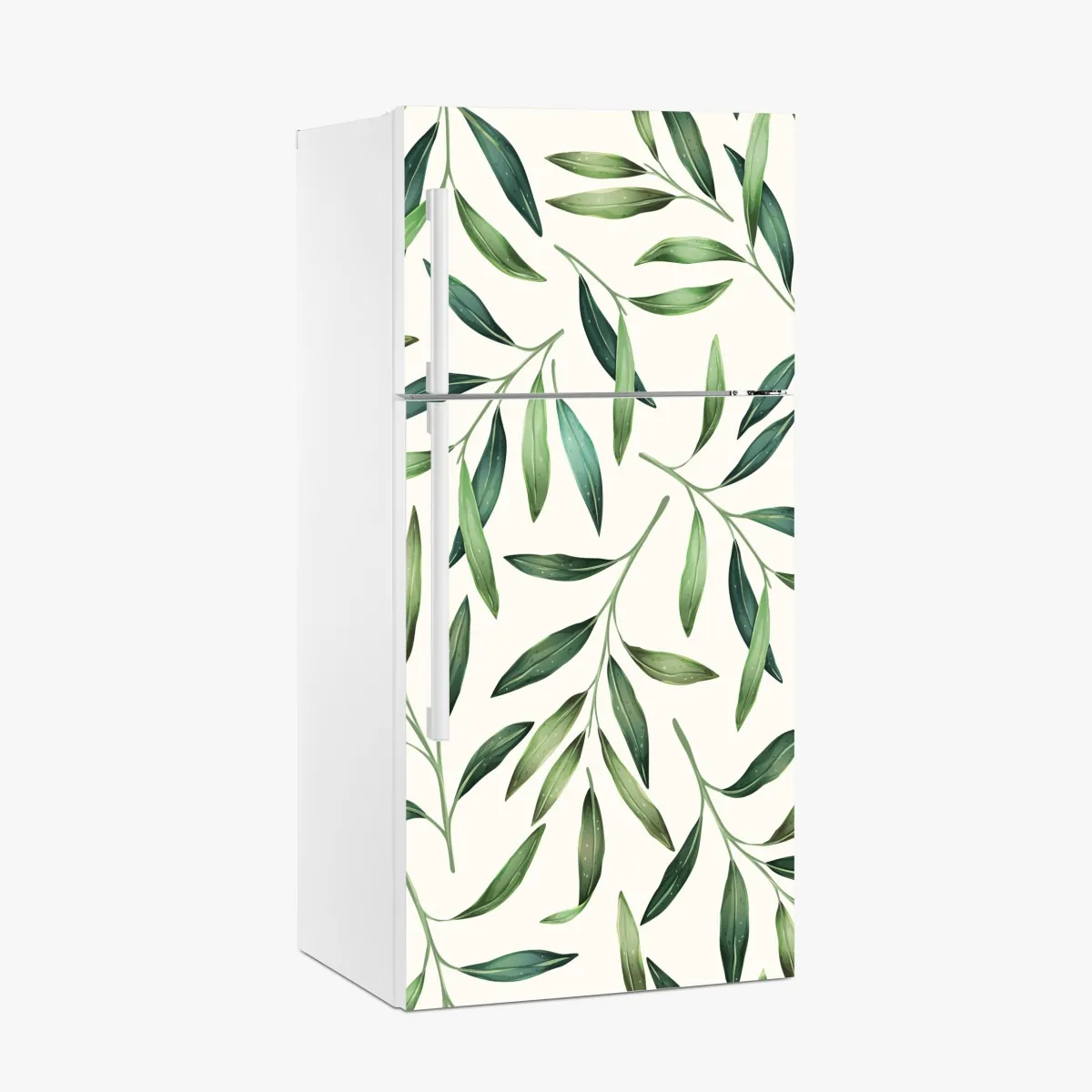 Naklejka na lodówkę zielony akwarelowy wzór liści – Wallissimo® Naklejka na lodówkę zielony akwarelowy wzór liści – Wallissimo®