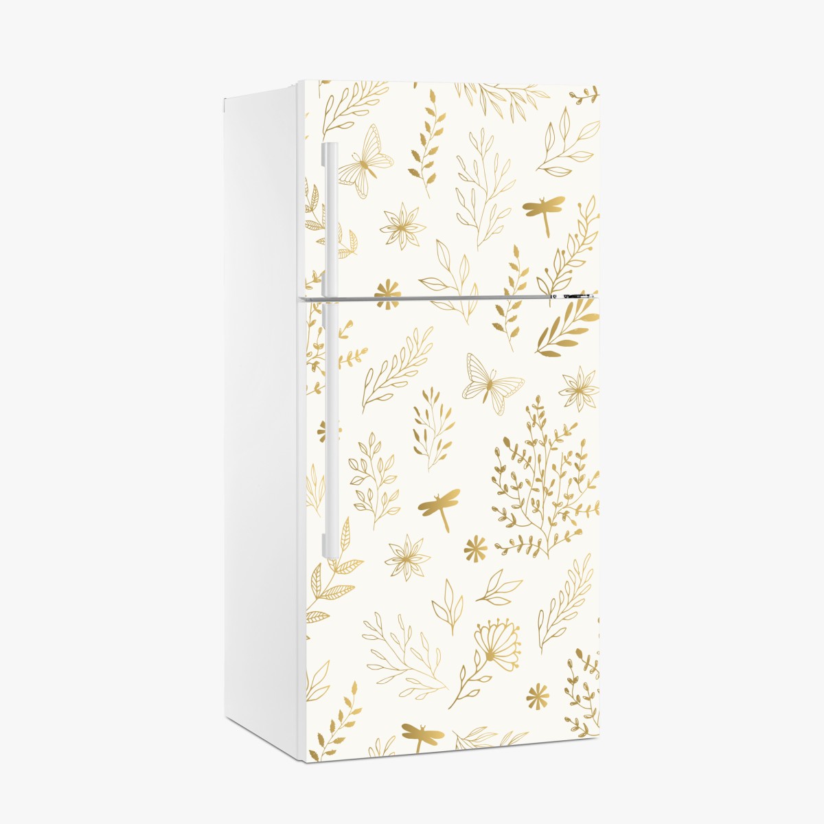 Fridge sticker golden botanical seamless pattern