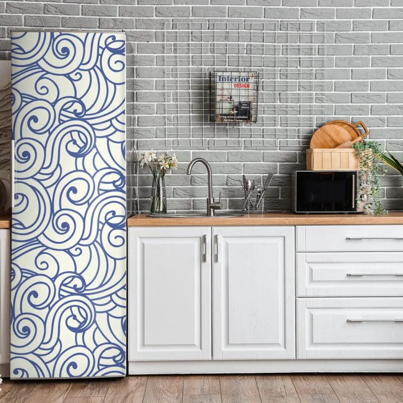 Naklejka na lodówkę ornamentalny złoty wzór chmur – Wallissimo®