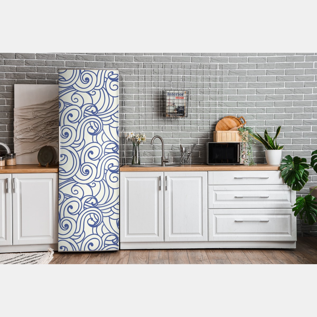 Naklejka na lodówkę niebieski wzór ze spiralami – Wallissimo® Naklejka na lodówkę niebieski wzór ze spiralami – Wallissimo®
