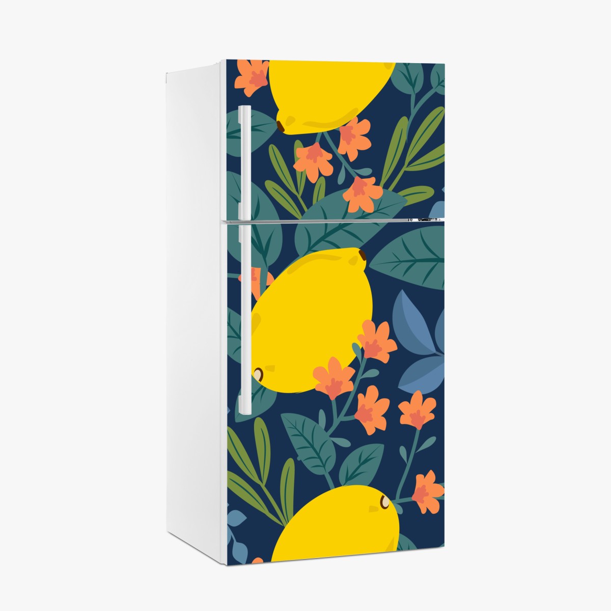Fridge sticker vibrant lemon botanical pattern