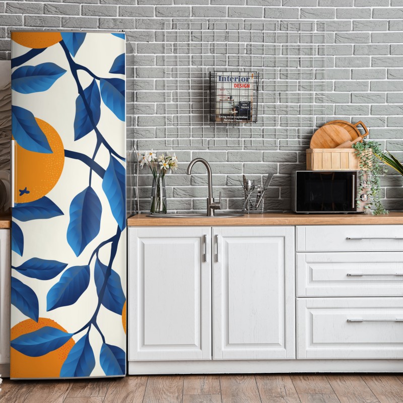 Naklejka na lodówkę zabawny tropikalny wzór geometryczny – Wallissimo®