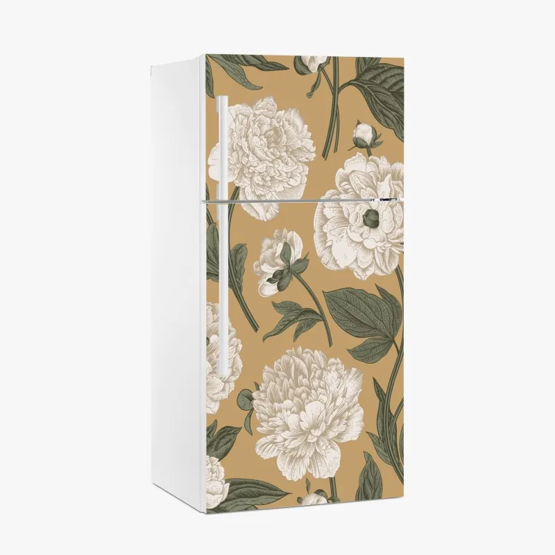 Naklejka na lodówkę pastelowy turkusowy wzór kwiatowy na miętowym tle – Wallissimo®