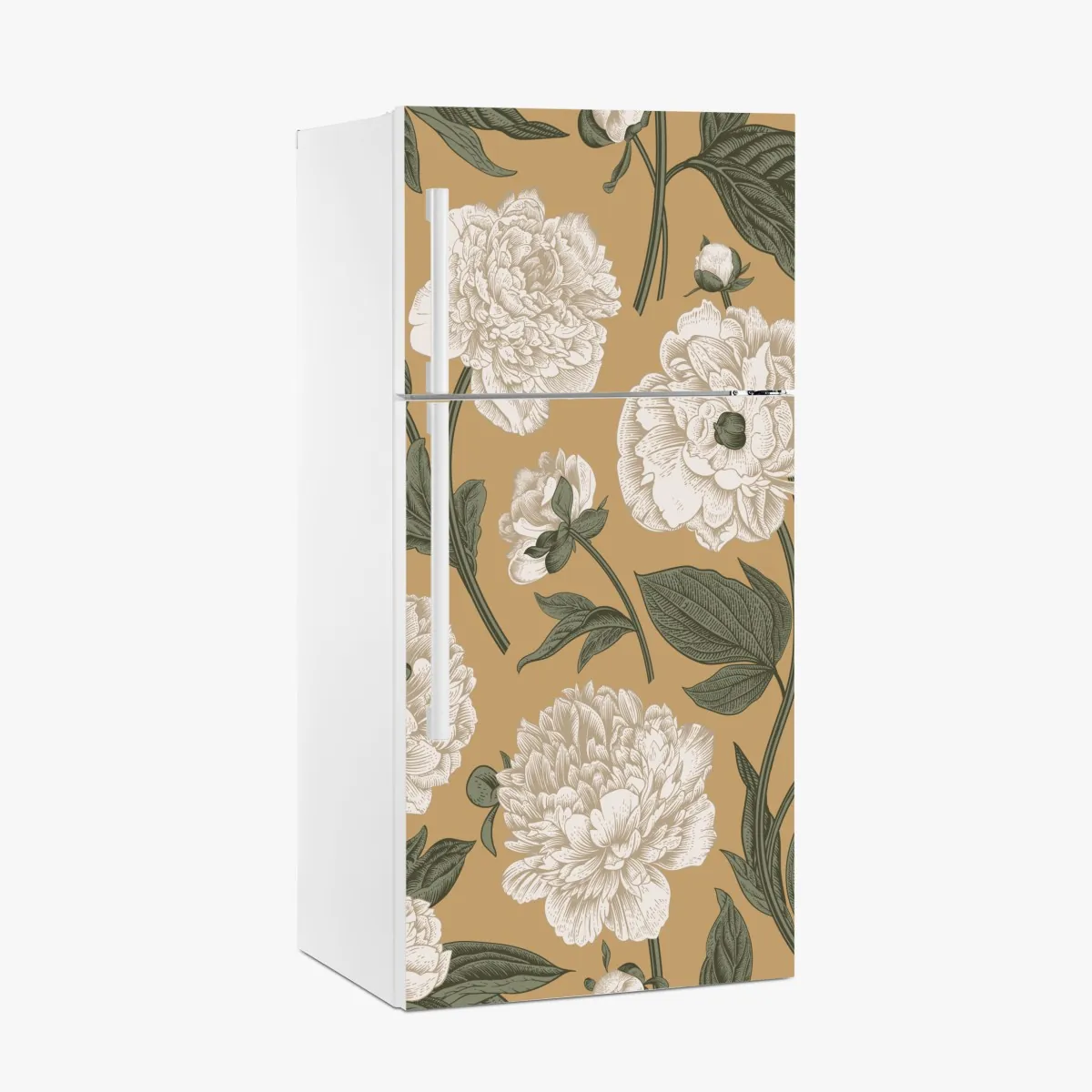 Naklejka na lodówkę vintage wzór botaniczny z piwoniami – Wallissimo® Naklejka na lodówkę vintage wzór botaniczny z piwoniami – Wallissimo®