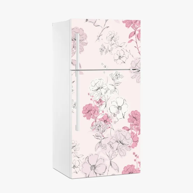 Naklejka na lodówkę delikatne złote róże — elegancki wzór kwiatowy – Wallissimo®