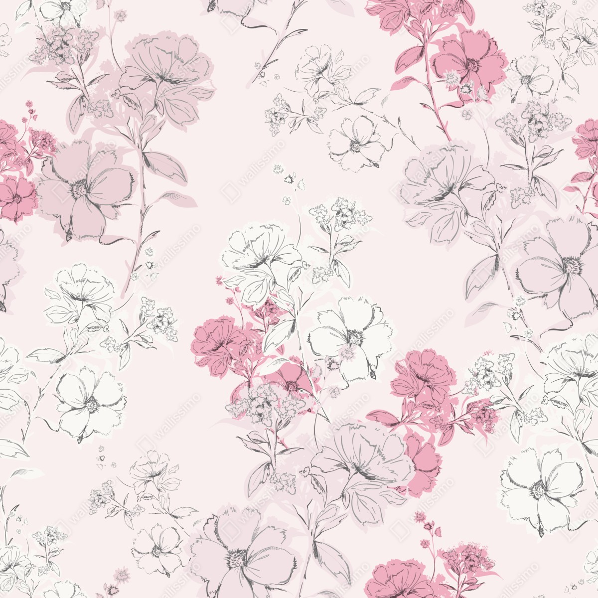 Naklejka na lodówkę delikatny różowy wzór kwiatowy – Wallissimo® Naklejka na lodówkę delikatny różowy wzór kwiatowy – Wallissimo®