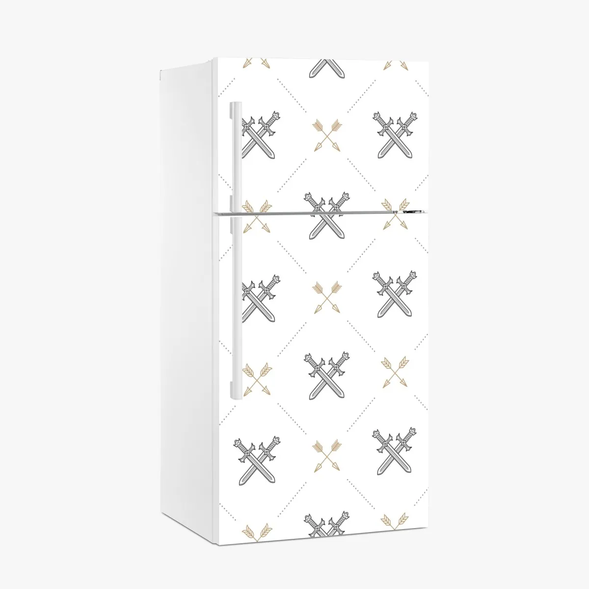 Naklejka na lodówkę wzór z połączonymi mieczami i strzałami – Wallissimo® Naklejka na lodówkę wzór z połączonymi mieczami i strzałami – Wallissimo®