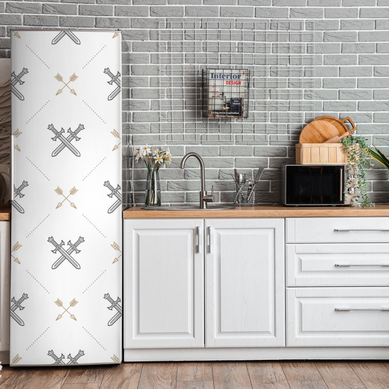 Naklejka na lodówkę koi, lilie wodne i ważki na błękitnym stawie – Wallissimo®