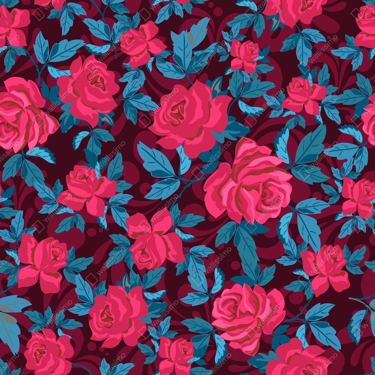 Naklejka na lodówkę vintage wzór różany w odcieniach różu – Wallissimo® Naklejka na lodówkę vintage wzór różany w odcieniach różu – Wallissimo®