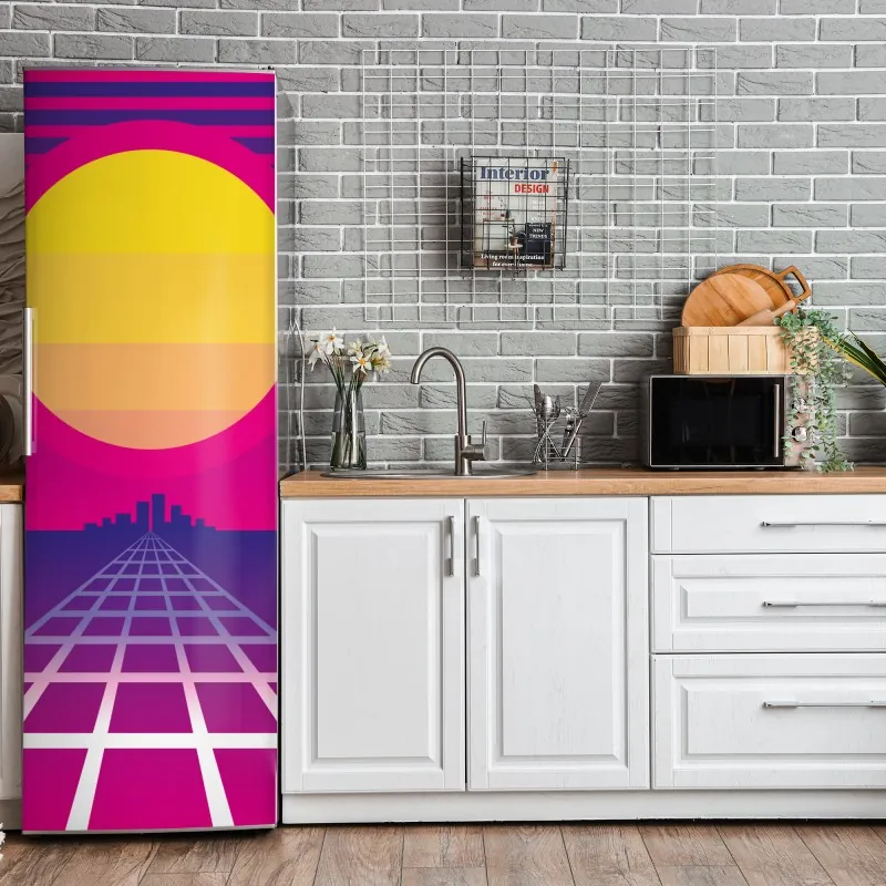 Naklejka na lodówkę elegancka monochromatyczna gałąź orchidei – Wallissimo®