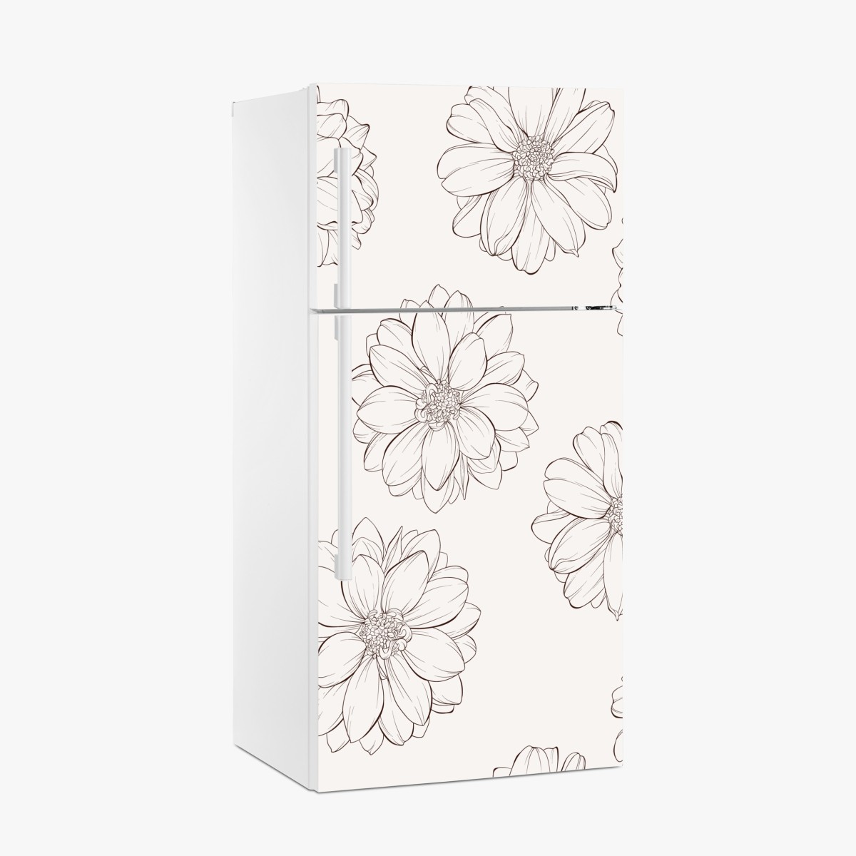 Fridge sticker delicate line flower pattern on beige
