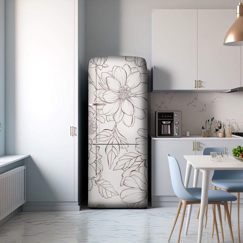 Naklejka na lodówkę delikatny botaniczny rysunek kwiatowy – Wallissimo® Naklejka na lodówkę delikatny botaniczny rysunek kwiatowy – Wallissimo®