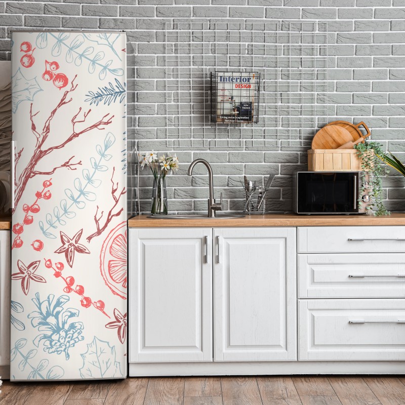 Naklejka na lodówkę delikatne złote róże — elegancki wzór kwiatowy – Wallissimo®