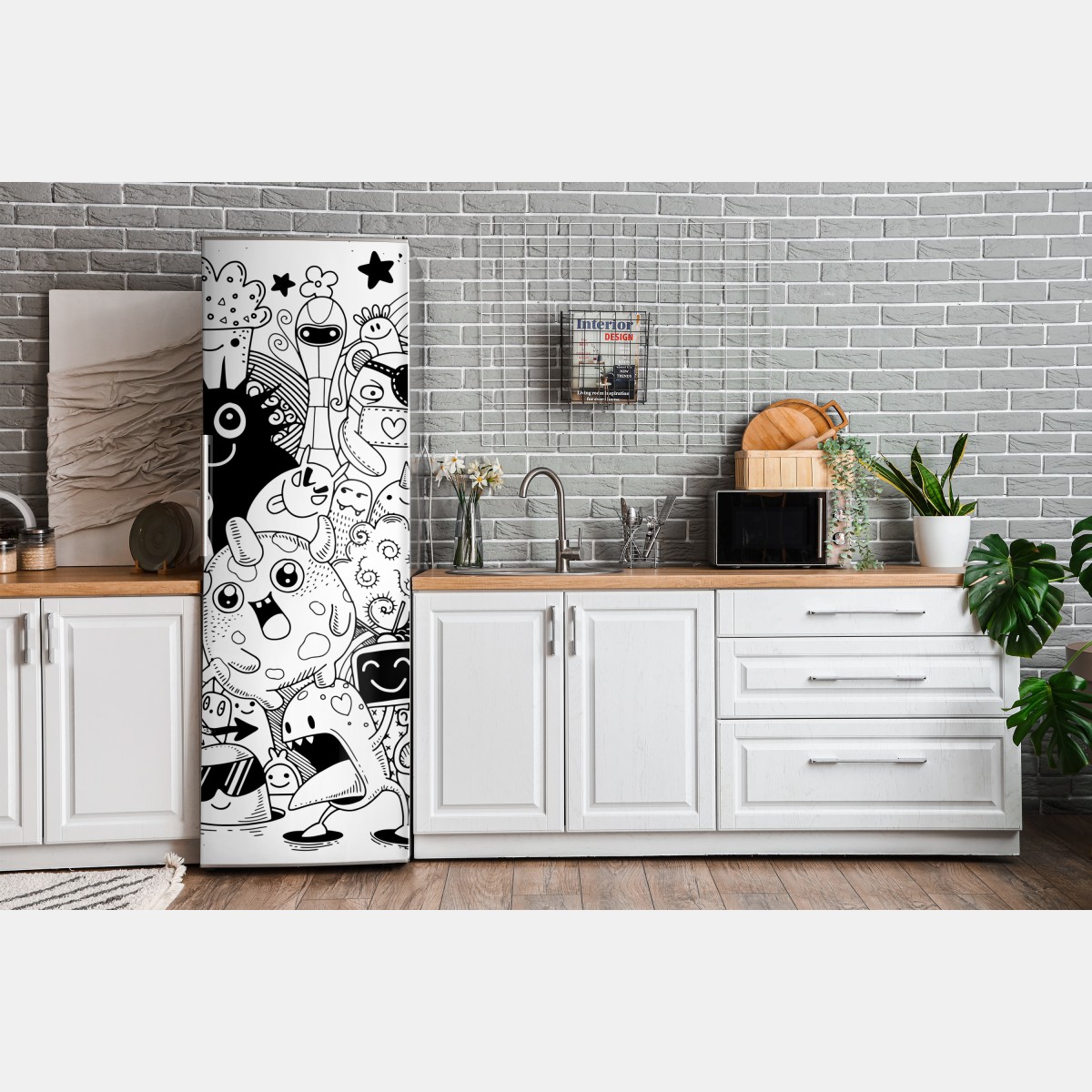 Naklejka na lodówkę zabawny rysunek z potworami – Wallissimo® Naklejka na lodówkę zabawny rysunek z potworami – Wallissimo®