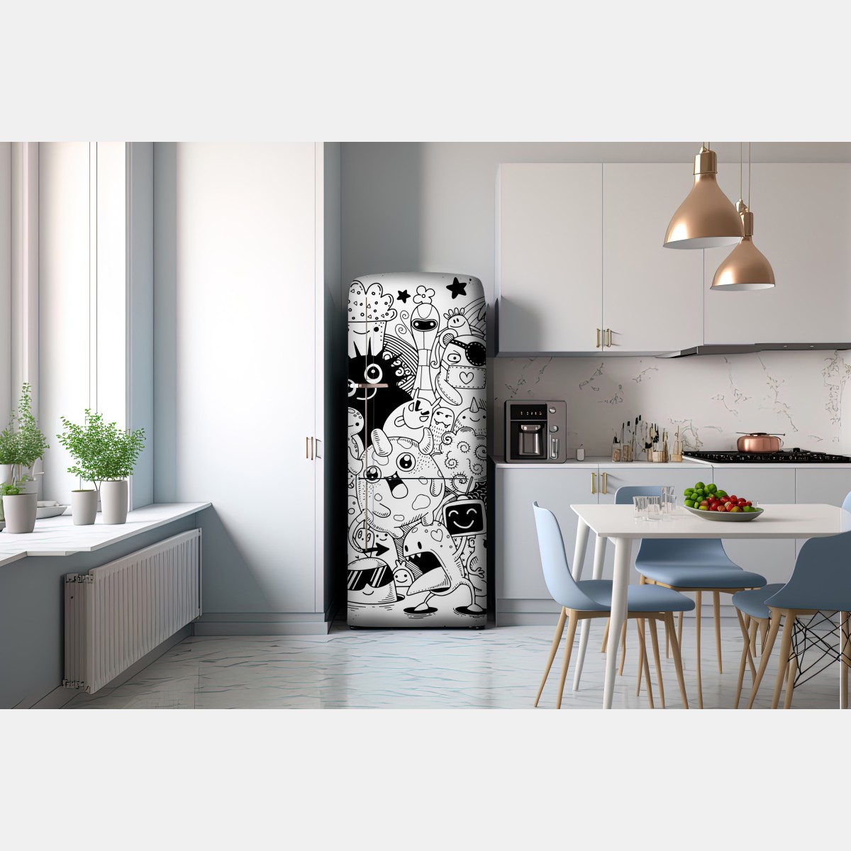 Naklejka na lodówkę zabawny rysunek z potworami – Wallissimo® Naklejka na lodówkę zabawny rysunek z potworami – Wallissimo®