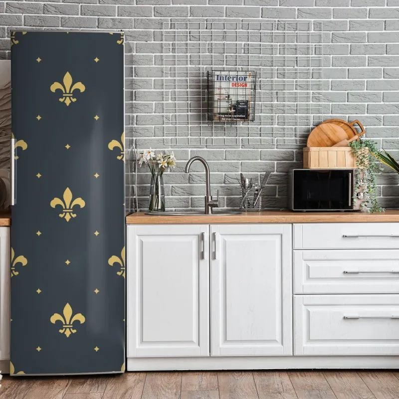 Naklejka na lodówkę złote liście w stylu line art – Wallissimo®