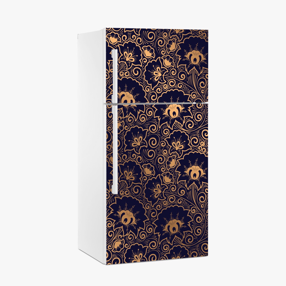 Fridge sticker luxury gold floral pattern on dark background