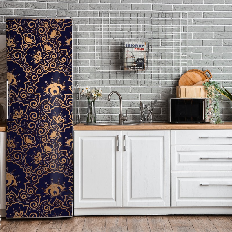 Naklejka na lodówkę delikatny złoty wzór miłorzębu – Wallissimo®