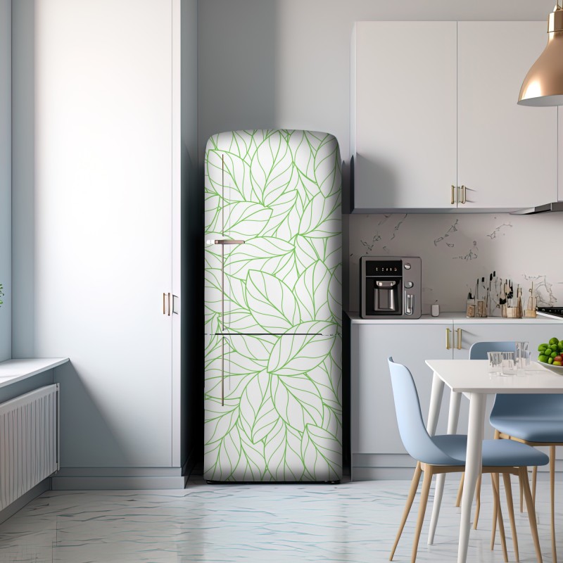 Naklejka na lodówkę zielony wzór liści – Wallissimo® Naklejka na lodówkę zielony wzór liści – Wallissimo®