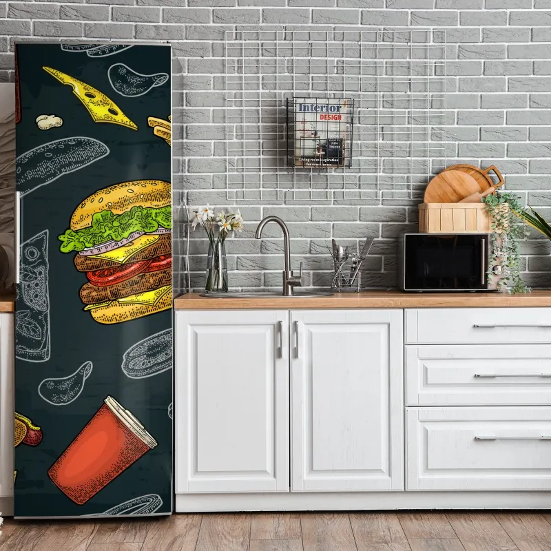 Naklejka na lodówkę zabawny tropikalny wzór geometryczny – Wallissimo®