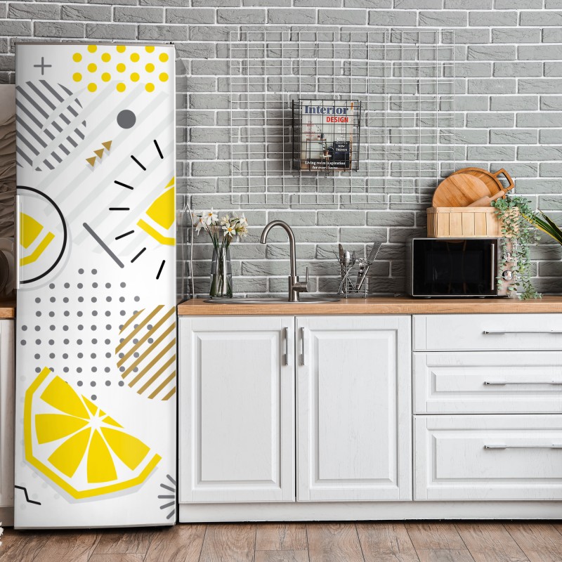 Naklejka na lodówkę turkusowe góry o złotych akcentach – Wallissimo®