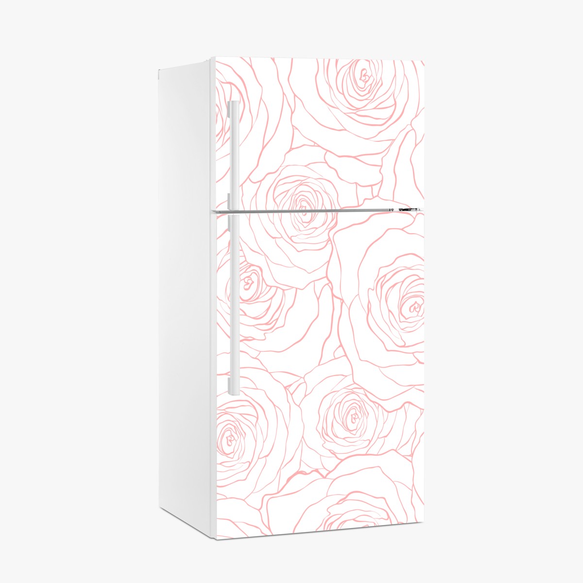 Fridge sticker delicate pink rose line pattern