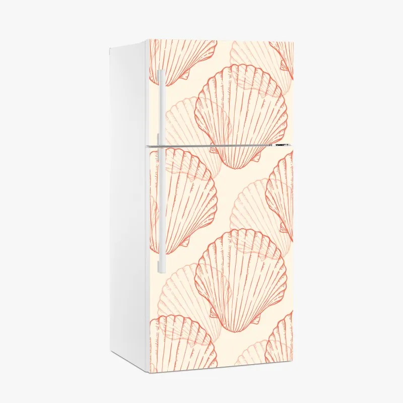 Naklejka na lodówkę koralowy wzór muszli przegrzebek