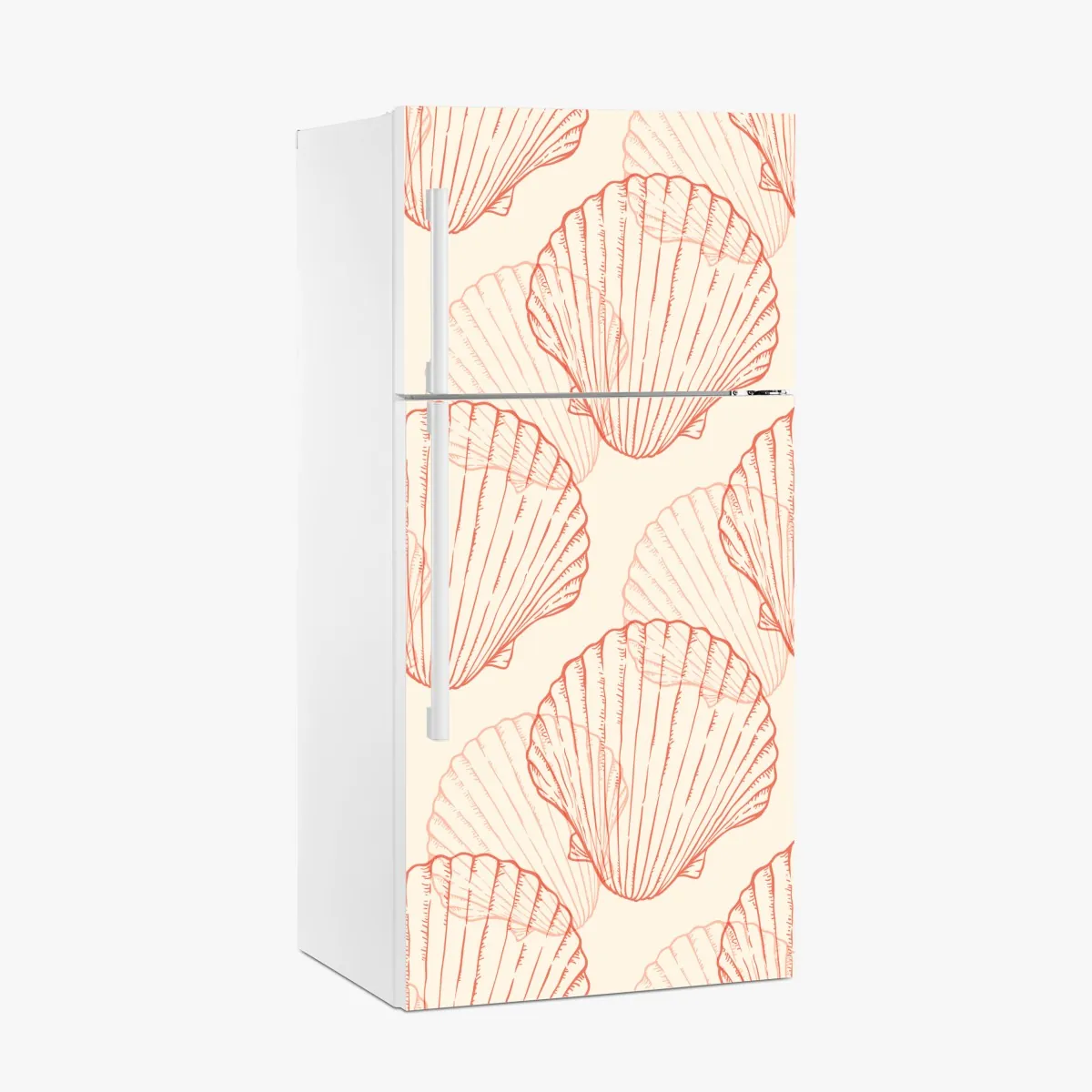 Naklejka na lodówkę koralowy wzór muszli przegrzebek – Wallissimo® Naklejka na lodówkę koralowy wzór muszli przegrzebek – Wallissimo®
