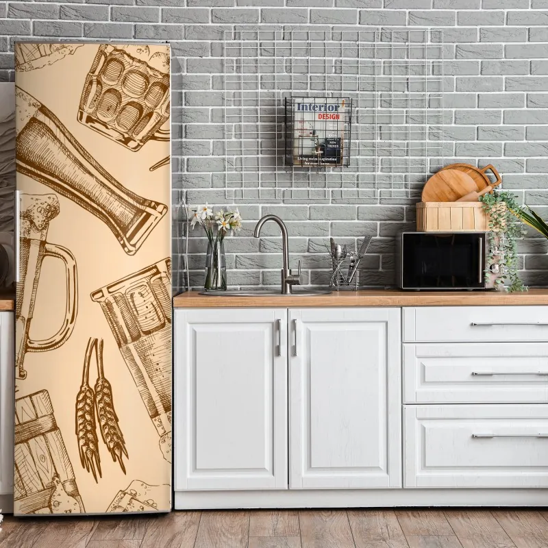 Naklejka na lodówkę złoto-czarny marmurowy wir abstrakcyjny – Wallissimo®