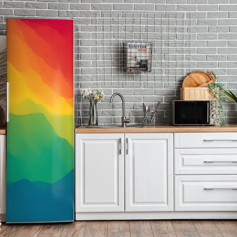 Naklejka na lodówkę jasny wzór z cytrynami i kwiatami – Wallissimo®