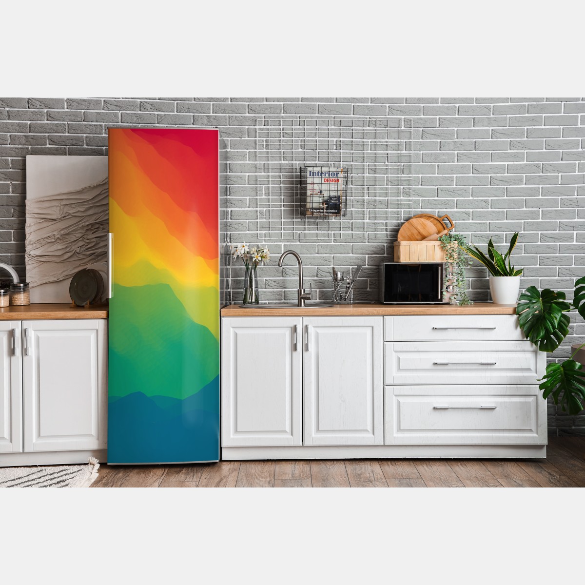 Naklejka na lodówkę żywy warstwowy gradient górski – Wallissimo® Naklejka na lodówkę żywy warstwowy gradient górski – Wallissimo®