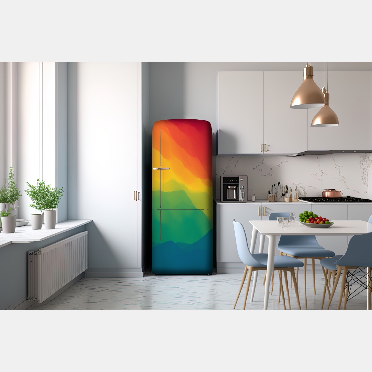 Naklejka na lodówkę żywy warstwowy gradient górski – Wallissimo® Naklejka na lodówkę żywy warstwowy gradient górski – Wallissimo®