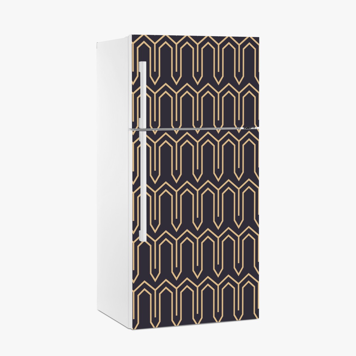 Fridge sticker art deco geometric pattern in gold and black
